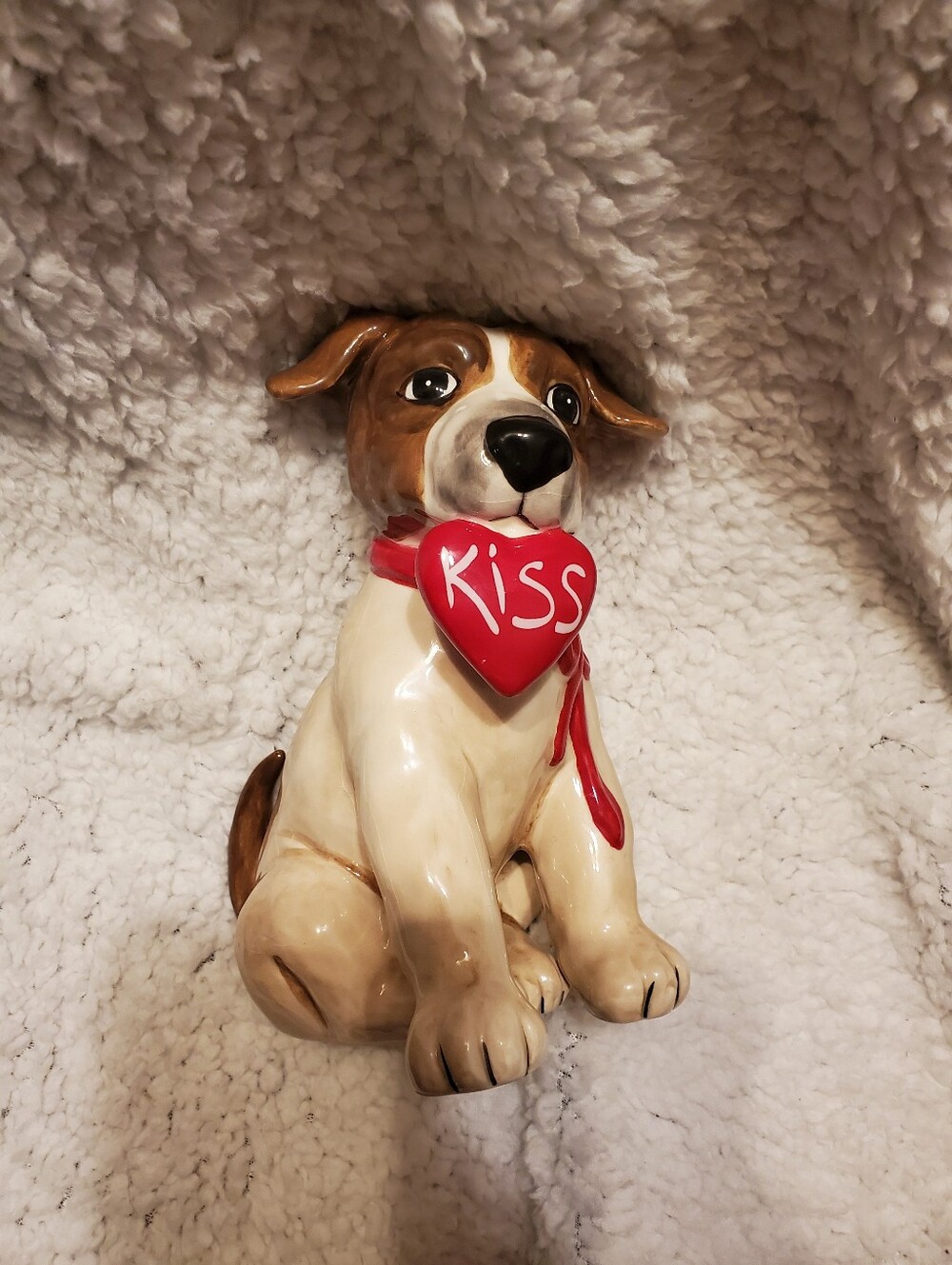 Blue Sky Clayworks Valentine's Day Love Dog Figurine “Kiss” Heart NEW